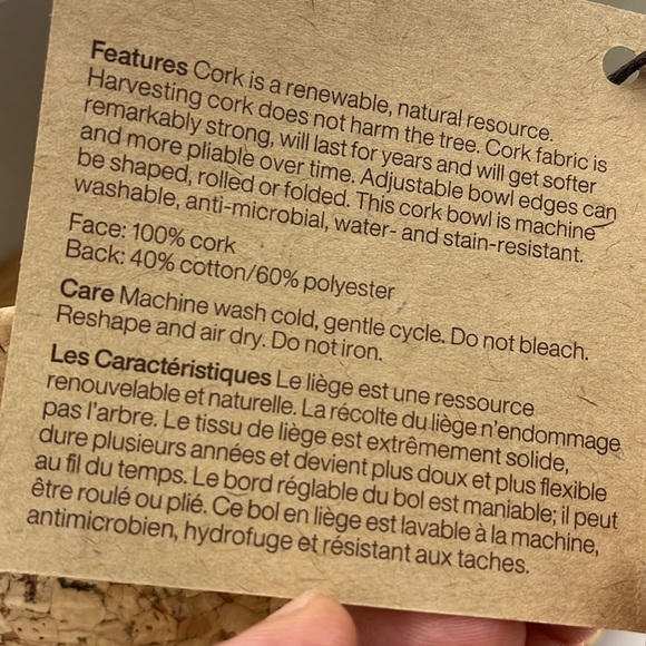 CRATE & BARREL Bambu Cork Bowl NWT - Picture 4 of 10